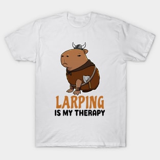 Larping is my therapy Capybara Viking T-Shirt